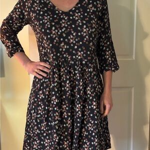 Black Sundress with Pink and White Spots & 3/4 Sleeves